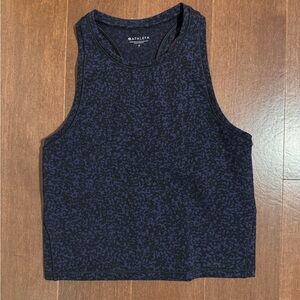Athleta Women's Blue and Black Patterned Tank Top